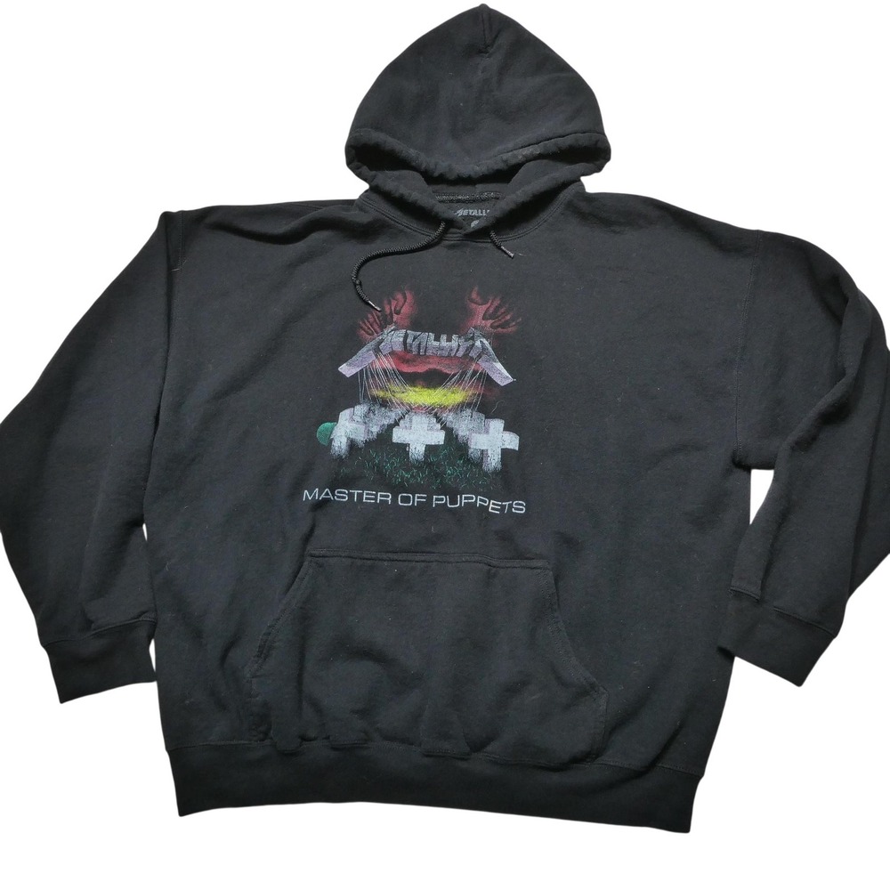 Metallica Master Of Puppets Hoodie Sweatshirt Mens XL Black Fleece Pullover
